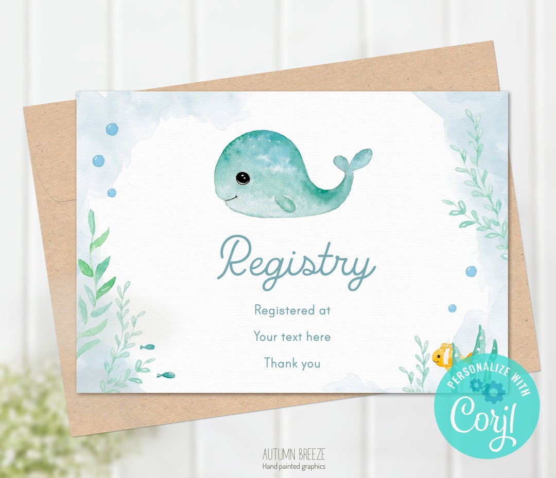 Registry Card, Printable Editable Card, Gift Registry Card, Under the ...