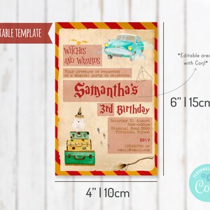 Wizard Birthday Party Bundle, Invitation and Envelope Template, Thank You Card, Magic School Theme TEMPLATE, C09 image 3