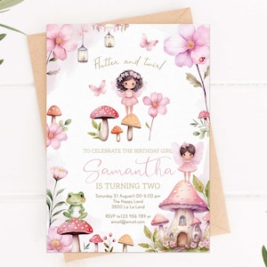 Fairy Birthday invitation, Girl birthday invitation, Fairy Theme Party, TEMPLATE, C35