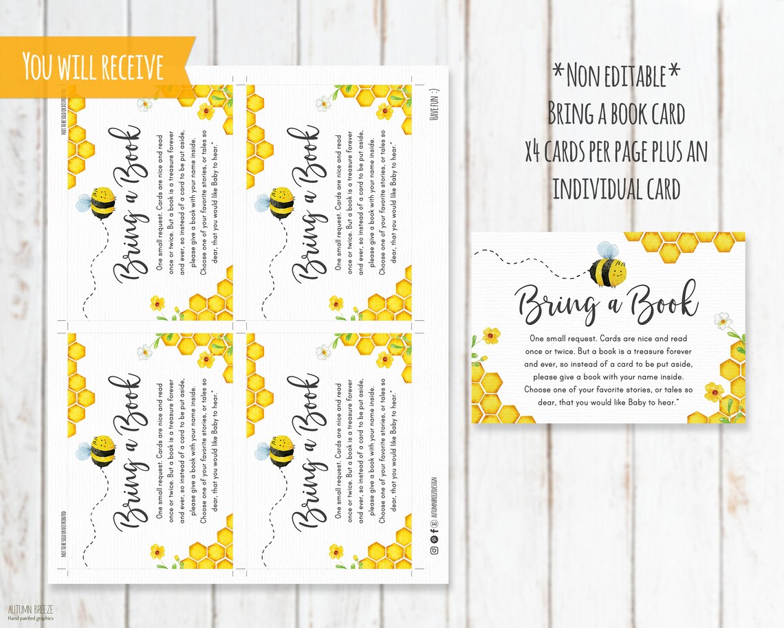 Bee Baby Shower Invitation Printable Invitation Set Bumble | Etsy