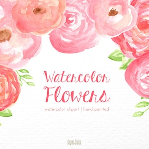 Watercolor Flower Clipart: Pink Floral Designs (PNG Digital Download)