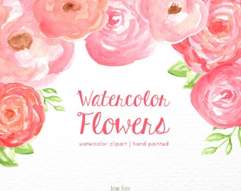 Floral Watercolor clipart, flower clipart, pink clip art, flowers, digital clipart, lovely clipart, pink clipart | FREE COMMERCIAL USE