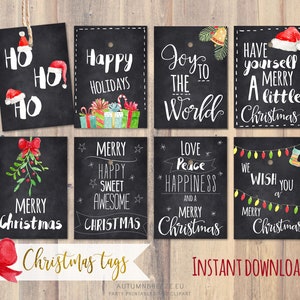 Christmas Tags Gift Tag Chalkboard Holiday Gift Tags - Etsy