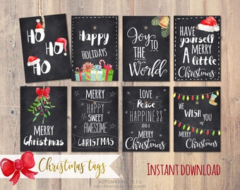 christmas tags, gift tag, Chalkboard Holiday Gift Tags, printable tags, christmas printable, holiday tags, christmas printable