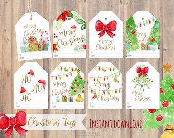 Christmas Gift Tags, Christmas Favor Tags, Printable  Gift Tags, Holiday Gift Tags, Digital Christmas Tags, Hang Tags, Present Tags