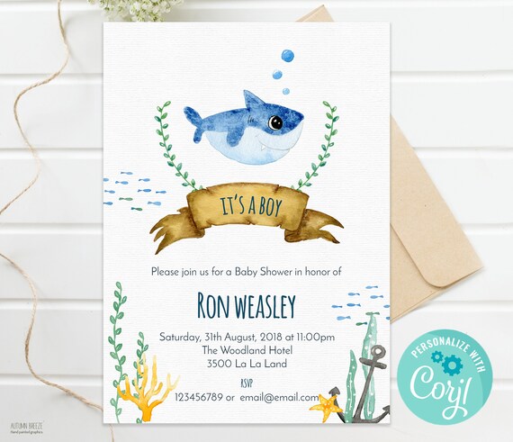 shark baby shower invitations