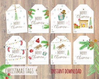 Printable Christmas tags, Holiday Gift Tags, Christmas printable, Printable Christmas Tags, Printable Gift Tags, Diy Tags