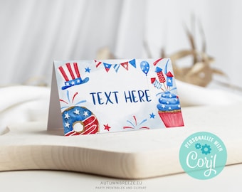 Independence Day Food Card / Printable Name Cards / Place Cards / Buffet Label / 4th of July / Part Decor  TEMPLATE, C24