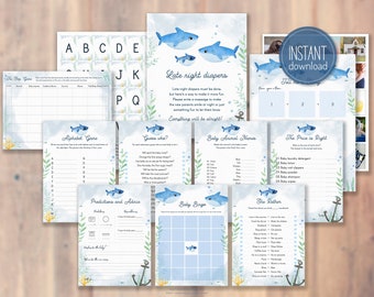 Juegos para baby shower de lesbianas: Tema Baby Shark (Imprimible)
