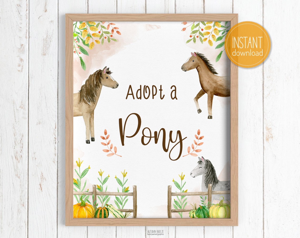 Adoption certificate Sign Adopt a Pony Printable Sign Horse - Etsy ...