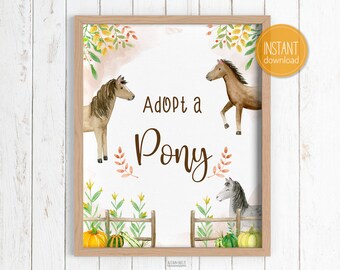 Adoption Certificate Sign Adopt a Pony Printable Sign Horse | Etsy