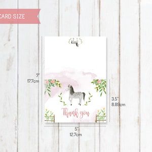 Printable Thank You Card With Horses, Pony Birthday Party Theme Instant ...