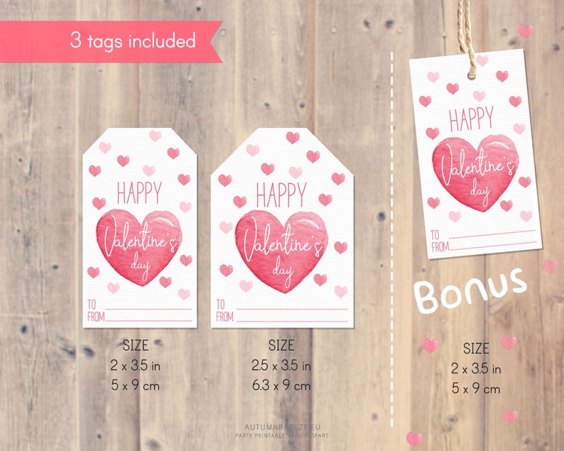 Valentines gift tags, printable Valentine tags, Printable Gift Tags, Happy Valentines Day Tags, Instant download image 2