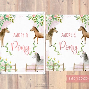 Printable adopt a pony sign for a girl birthday party