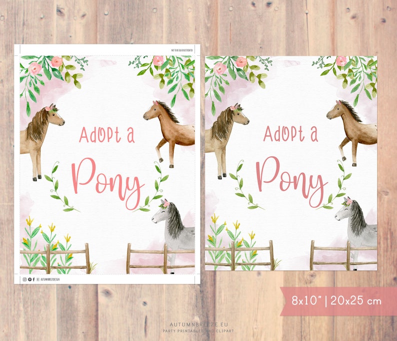 Printable adopt a pony sign for a girl birthday party