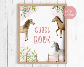 Guest Book Sign, Printable Sign, Birthday Decoration, Horse Birthday Party, Farm Birthday Party, PRINTABLE C12