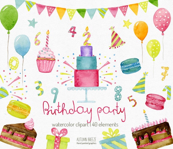 watercolor birthday clipart anniversary clipart party Etsy watercolor birthday clipart anniversary clipart party Etsy