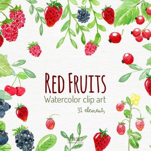 watercolor fruits, fruits clipart fruits clip art strawberry, blueberry, raspberry, watercolor clipart, berry watercolour, berry clipart