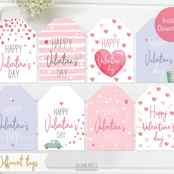 Valentines gift tags, printable Valentine tags,  Printable Gift Tags, Happy Valentines Day Tags