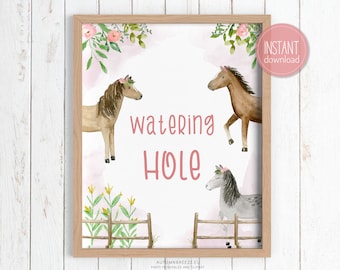 Watering Hole Sign, Printable Sign, Horse Birthday Party birthday decoration, 8x10 sign PRINTABLE C12