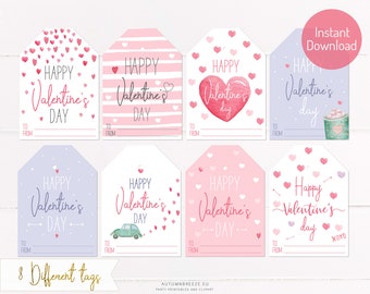 Valentines gift tags, printable Valentine tags,  Printable Gift Tags, Happy Valentines Day Tags