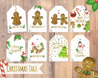 Printable christmas Tags, Holiday Gift Tags, Christmas Printable, Printable Christmas Tags, Printable Gift Tags, Gingerbread