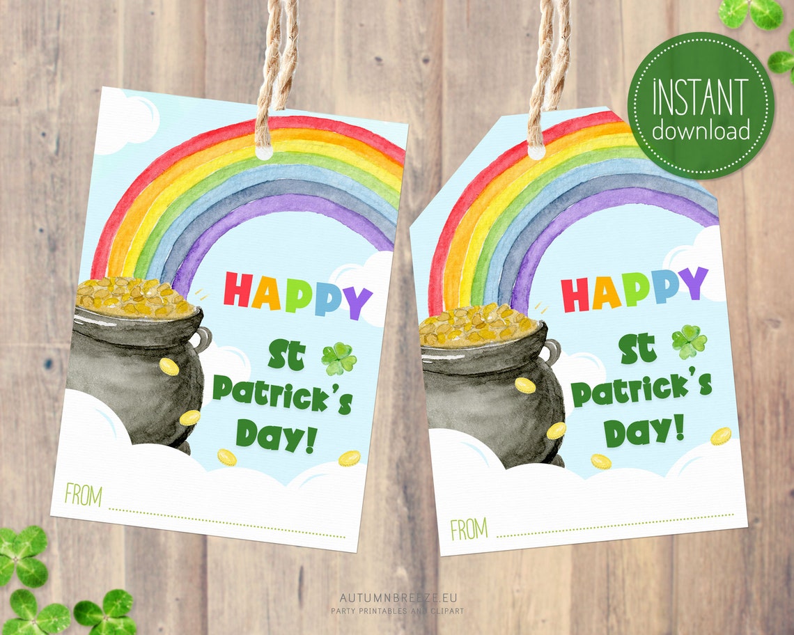 St Patricks Day Gift Tags Printable St Patrick's Day - Etsy