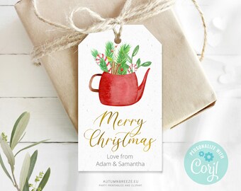 Editable Christmas Gift Tag, Printable Christmas Favor tag, Personalized tag, Holiday Tag, Merry Christmas Tag, diy EDITABLE TEMPLATE