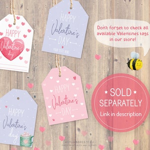 Etichette regalo San Valentino, Etichette San Valentino stampabili, Etichette regalo stampabili, Tag di San Valentino felice, Download istantaneo immagine 6