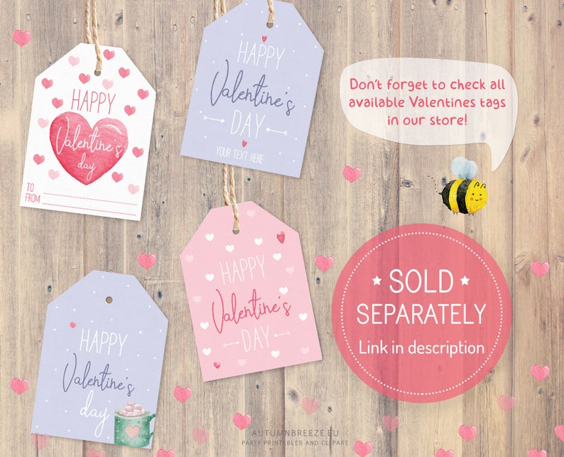 Valentines gift tags, printable Valentine tags, Printable Gift Tags, Happy Valentines Day Tags, Instant download image 6