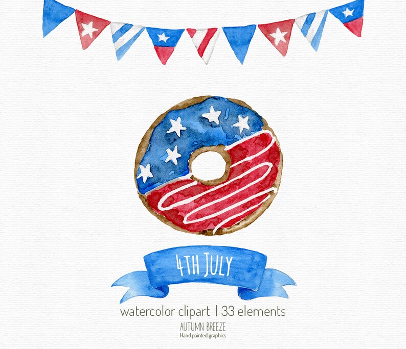 4th july clipart, independence day clipart ,watercolor, fourth of july, American celebration, flag, balloon, party, Patriotic, USA clipart imagem 2