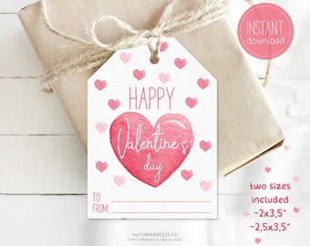 Valentines gift tags, printable Valentine tags,  Printable Gift Tags, Happy Valentines Day Tags, Instant download