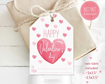 Etiquetas de regalo de San Valentín, etiquetas de San Valentín imprimibles, etiquetas de regalo imprimibles, etiquetas de Feliz Día de San Valentín, descarga instantánea