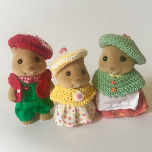 PDF Crochet Pattern Beret and Poncho for Momma and Sister, Vest and Newsboy Hat for Daddy and Brother