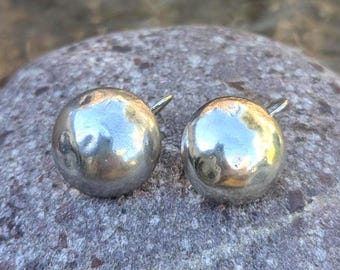 Vintage Sterling Silver Half Round Dangle Earrings