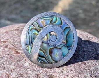 Vintage Taxco Sterling Silver and Abalone Pin Brooch