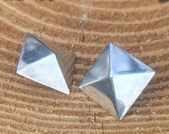 Vintage Sterling Silver BAYES Geometric Pyramid Post Earrings