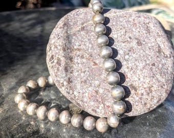 Vintage Silver Beaded Necklace 15 inches