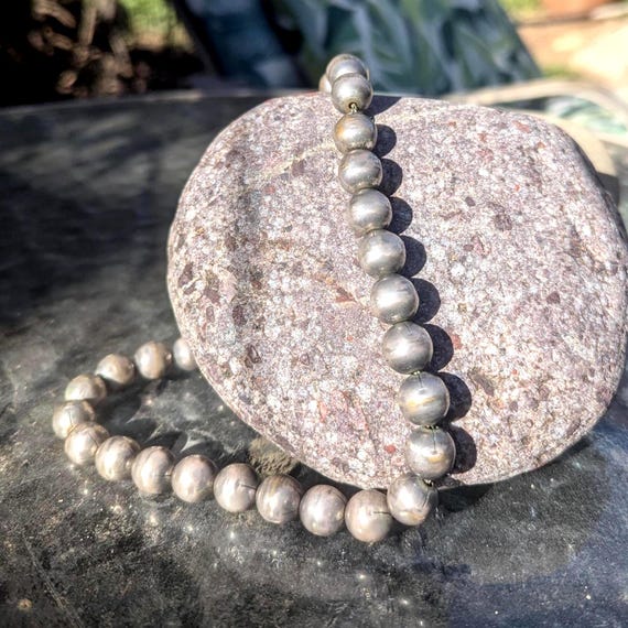 Vintage Silver Beaded Necklace 15 inches