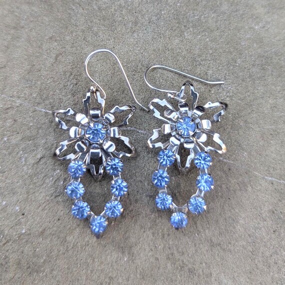 Handmade Repurposed 1950s Rhinestone Earrings - image 2