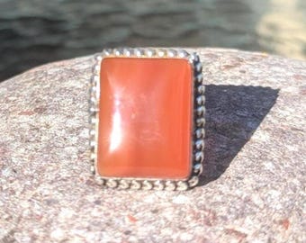 Vintage Sterling Silver Carnelian Ring Size 6