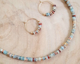 Naszyjnik Aquaterra Jasper – naturalny koralik heishi i złoty hematyt – biżuteria damska w stylu boho chic