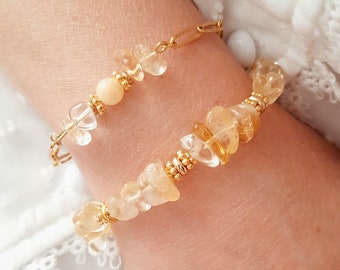 Citrine bracelet - Yellow natural stone bracelet - November birthstone - Women's gift