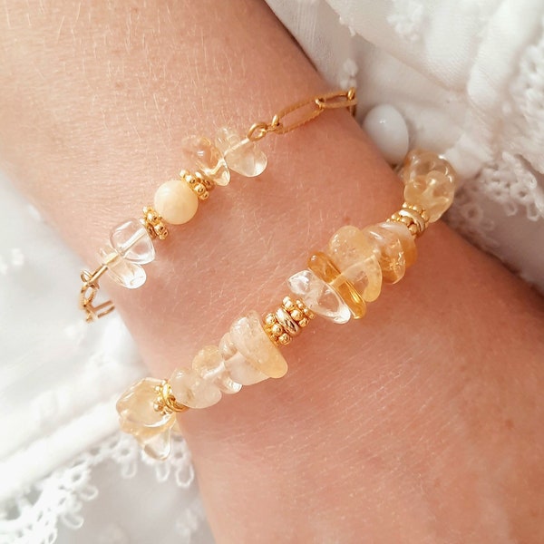 Bracelet Citrine - Bracelet pierre naturelle jaune - Pierre naissance Novembre - Cadeau femme