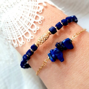 Lapis Lazuli bracelet - Blue raw stone bracelet - Women's gift