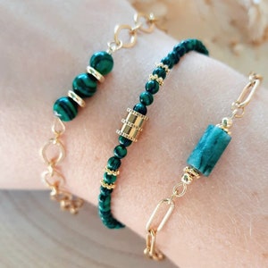 Bracelet Perles Agate Mate Noire & Malachite Verte 8mm - Fait Main Sur Mesure - Homme/Femme