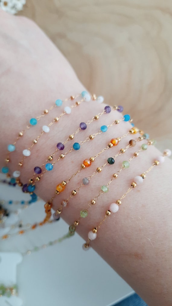 Bracciale in pietra naturale malachite in acciaio inossidabile - bracciale gioiello in pietra naturale verde, regalo fatto a mano per donna, realizzato in Francia - Italia