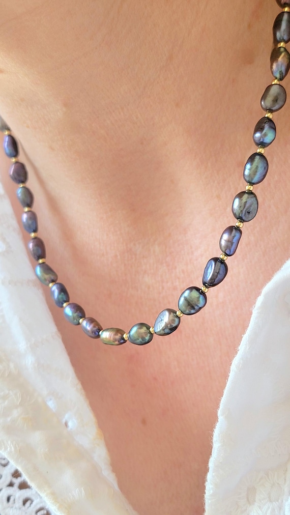 Blue Freshwater Pearl Necklace – Wedding or Bridesmaid Choker