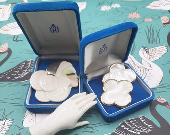 Vintage BIRKS Blue Velvet Jewelry Boxes - Set of 2