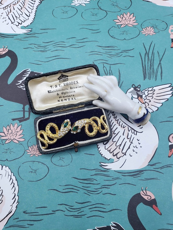 Antique T&E Rhodes Jewel Box: Embossed Faux Leather, Blue Velvet Interior -  Etsy